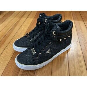 Y2K Guess high-top sneakers in black glitter size 6.5